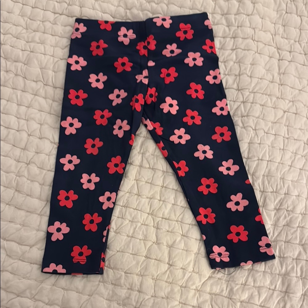 Primary Blue and Pink Floral Leggings